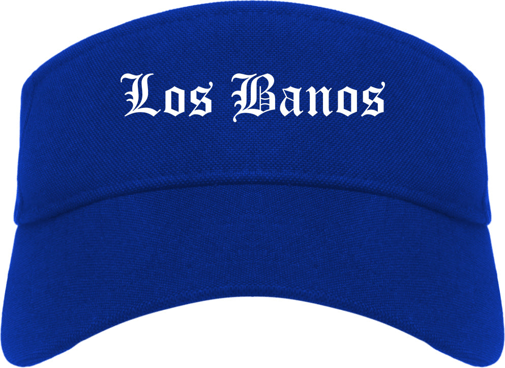 Los Banos California CA Old English Mens Visor Cap Hat Royal Blue