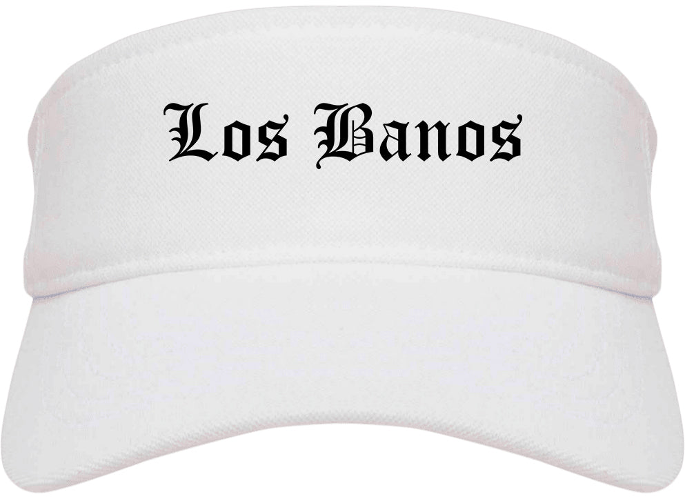 Los Banos California CA Old English Mens Visor Cap Hat White