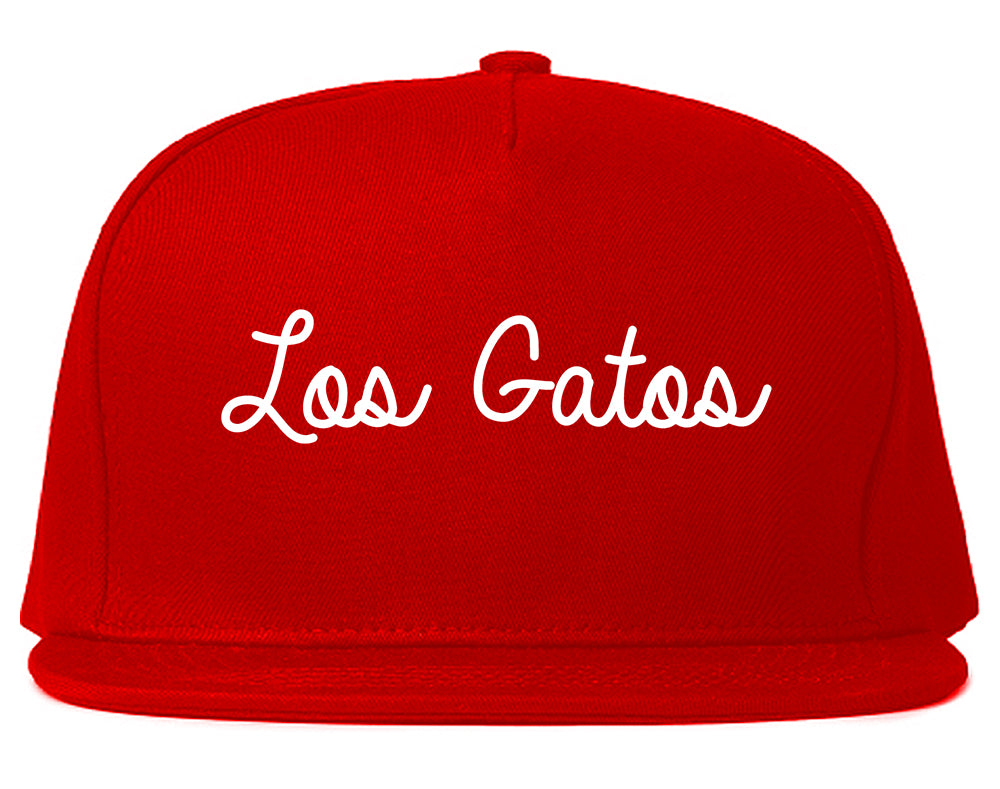 Los Gatos California CA Script Mens Snapback Hat Red