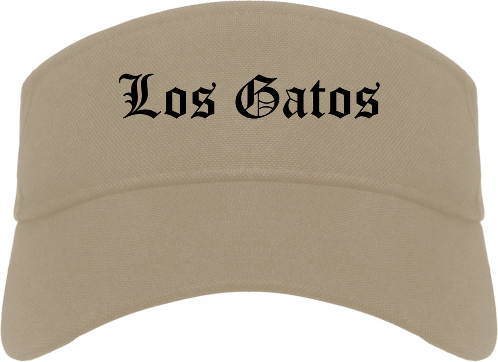 Los Gatos California CA Old English Mens Visor Cap Hat Khaki