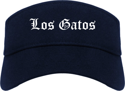 Los Gatos California CA Old English Mens Visor Cap Hat Navy Blue