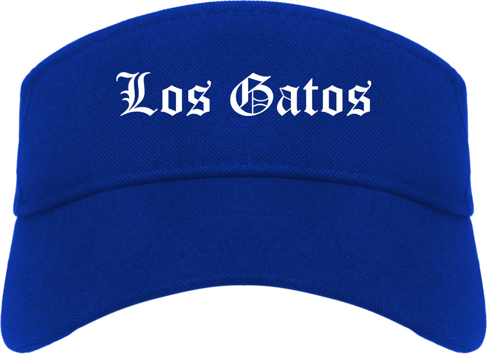 Los Gatos California CA Old English Mens Visor Cap Hat Royal Blue