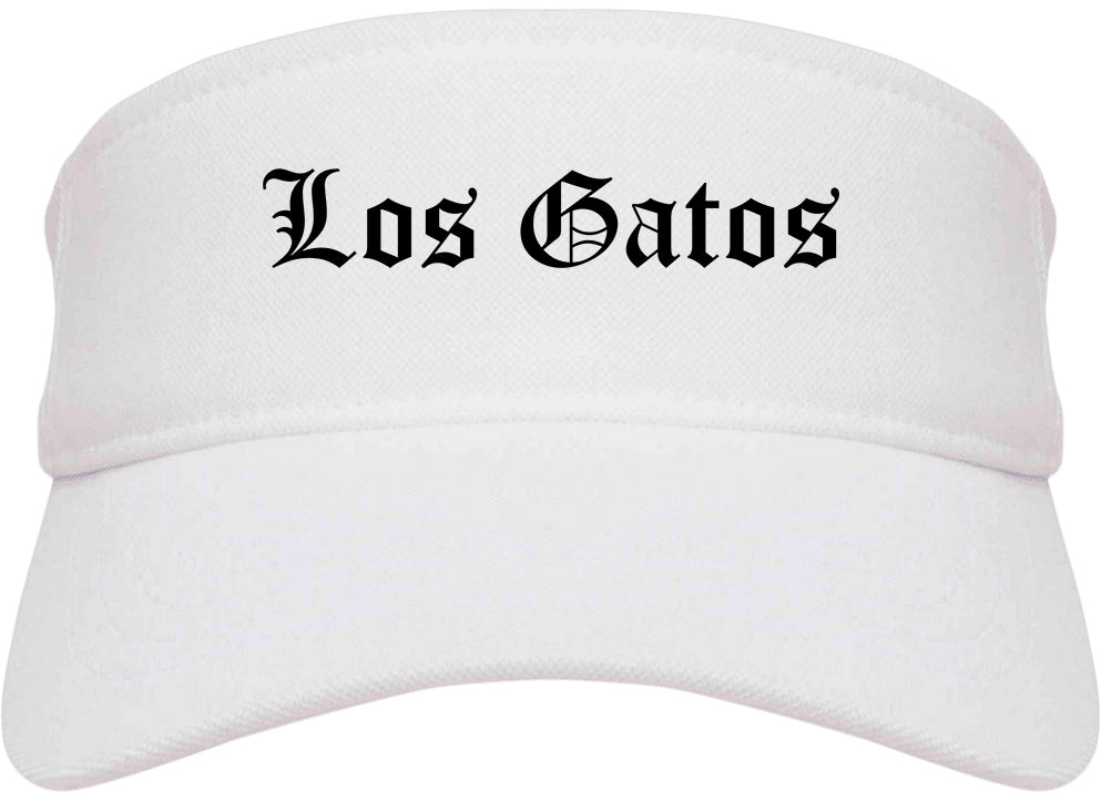Los Gatos California CA Old English Mens Visor Cap Hat White