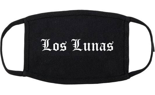 Los Lunas New Mexico NM Old English Cotton Face Mask Black