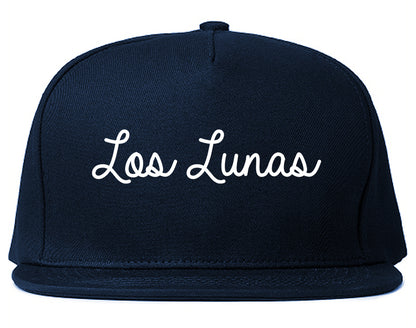 Los Lunas New Mexico NM Script Mens Snapback Hat Navy Blue