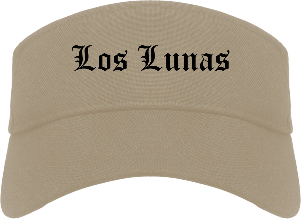 Los Lunas New Mexico NM Old English Mens Visor Cap Hat Khaki
