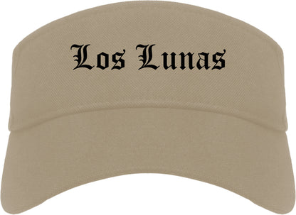 Los Lunas New Mexico NM Old English Mens Visor Cap Hat Khaki