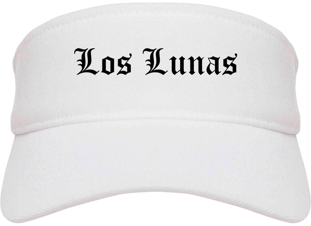 Los Lunas New Mexico NM Old English Mens Visor Cap Hat White