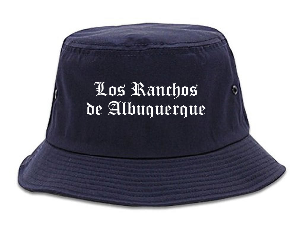 Los Ranchos de Albuquerque New Mexico NM Old English Mens Bucket Hat Navy Blue
