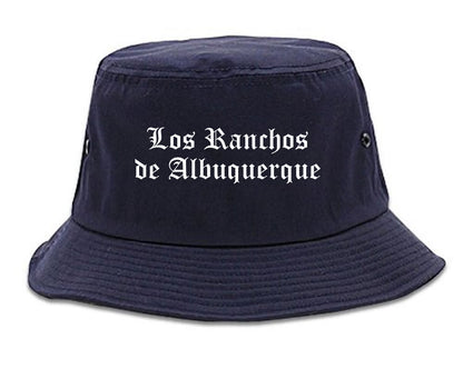 Los Ranchos de Albuquerque New Mexico NM Old English Mens Bucket Hat Navy Blue