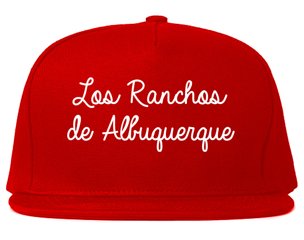 Los Ranchos de Albuquerque New Mexico NM Script Mens Snapback Hat Red