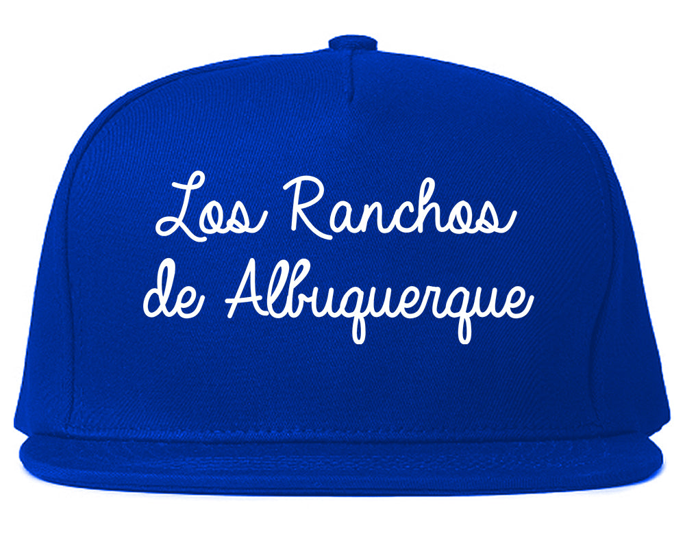 Los Ranchos de Albuquerque New Mexico NM Script Mens Snapback Hat Royal Blue