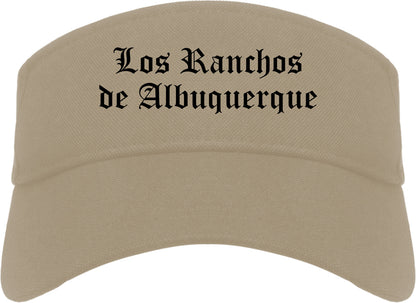 Los Ranchos de Albuquerque New Mexico NM Old English Mens Visor Cap Hat Khaki