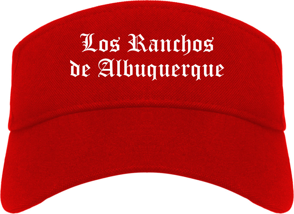 Los Ranchos de Albuquerque New Mexico NM Old English Mens Visor Cap Hat Red