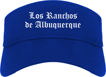 Los Ranchos de Albuquerque New Mexico NM Old English Mens Visor Cap Hat Royal Blue