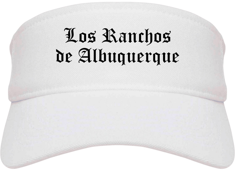 Los Ranchos de Albuquerque New Mexico NM Old English Mens Visor Cap Hat White
