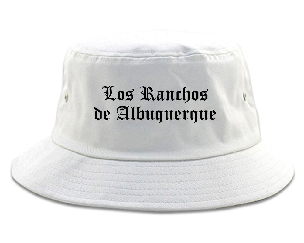 Los Ranchos de Albuquerque New Mexico NM Old English Mens Bucket Hat White