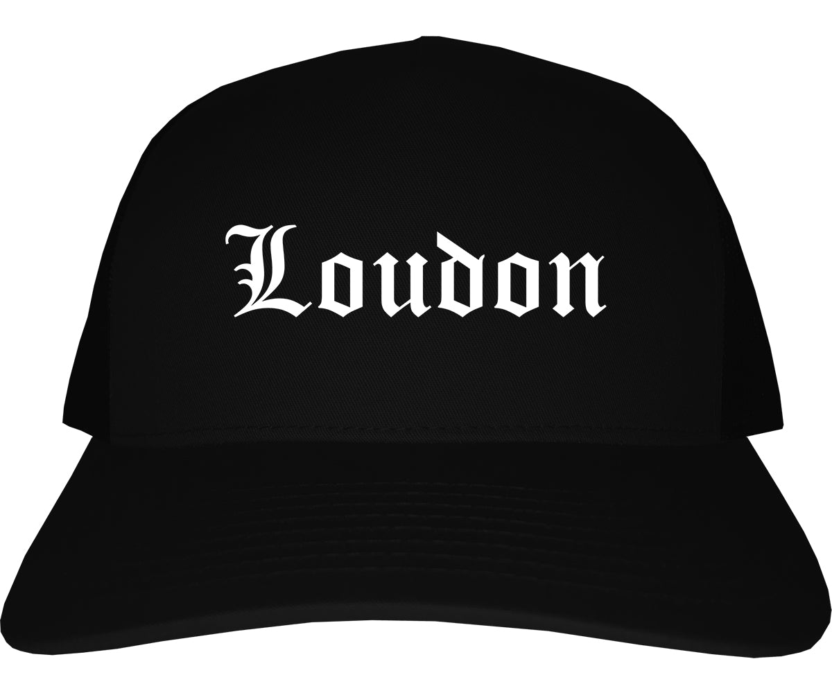 Loudon Tennessee TN Old English Mens Trucker Hat Cap Black