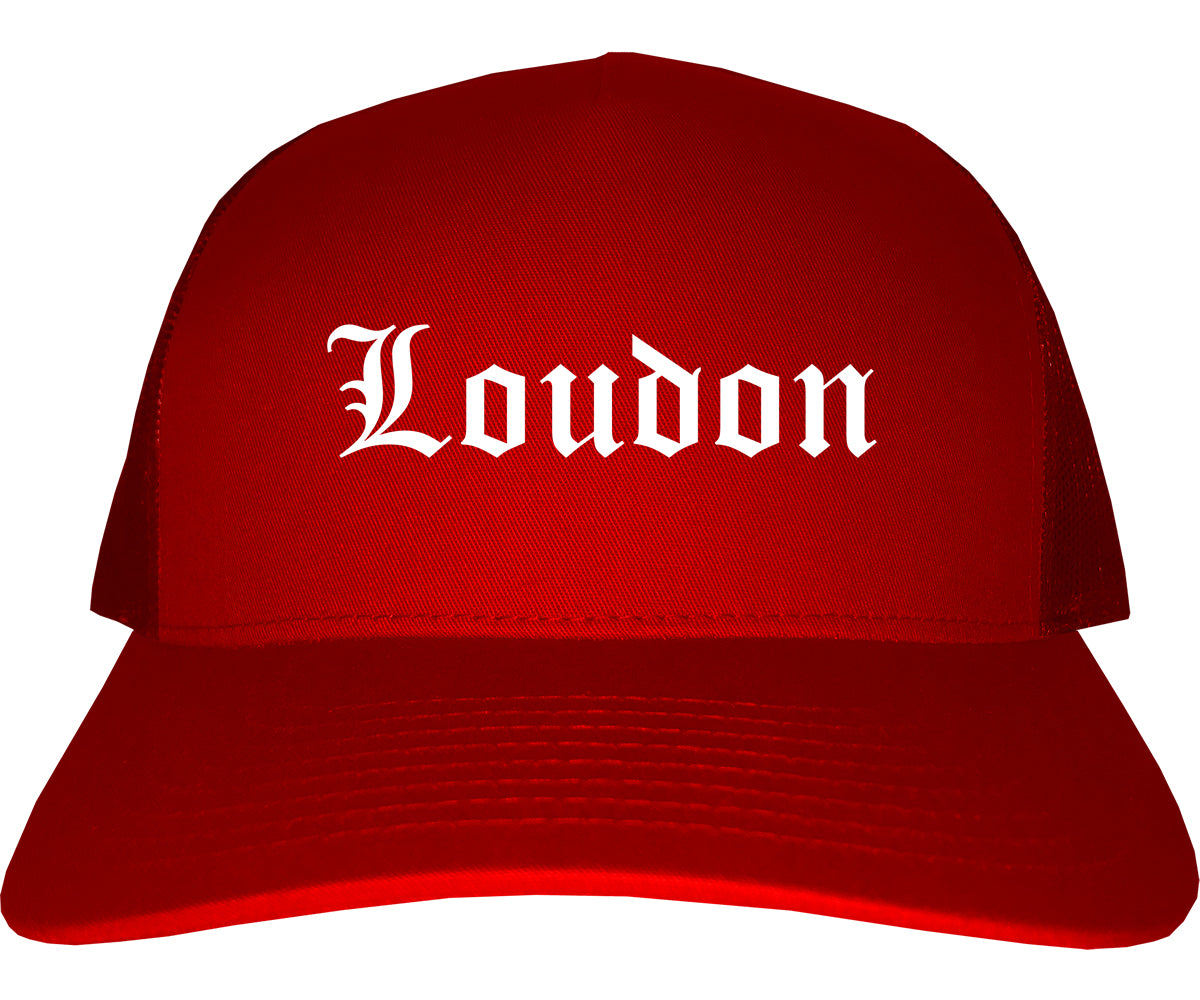 Loudon Tennessee TN Old English Mens Trucker Hat Cap Red