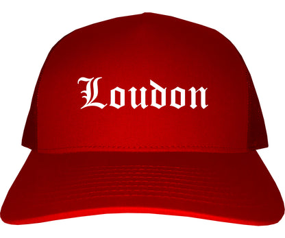 Loudon Tennessee TN Old English Mens Trucker Hat Cap Red