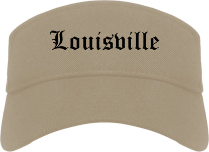 Louisville Colorado CO Old English Mens Visor Cap Hat Khaki