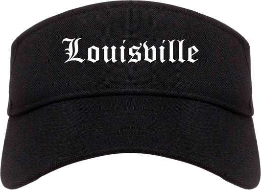 Louisville Mississippi MS Old English Mens Visor Cap Hat Black