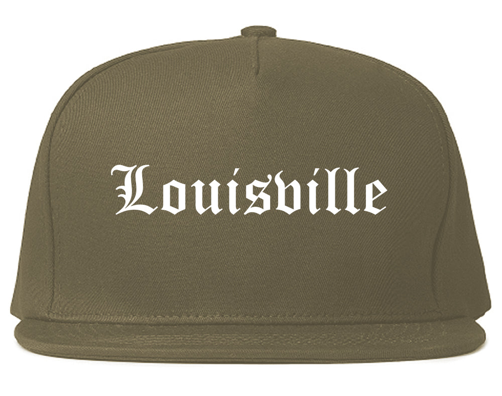 Louisville Ohio OH Old English Mens Snapback Hat Grey