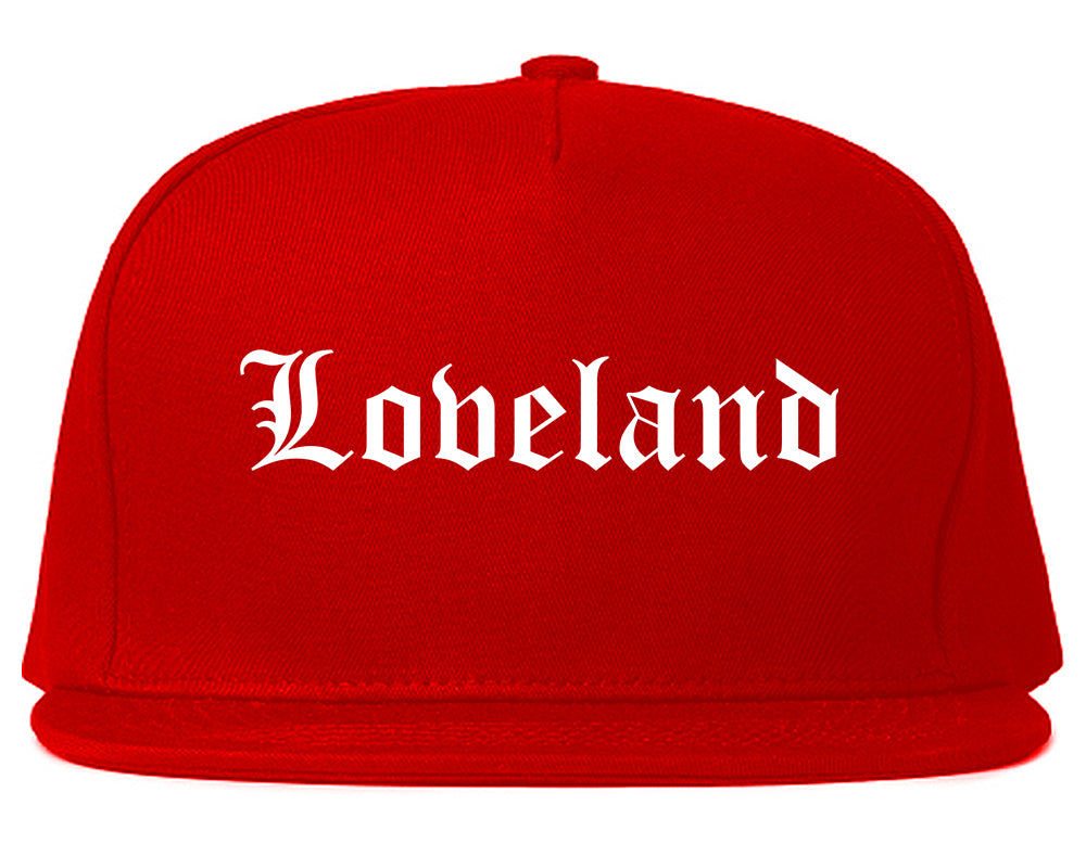 Loveland Colorado CO Old English Mens Snapback Hat Red