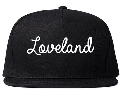 Loveland Colorado CO Script Mens Snapback Hat Black
