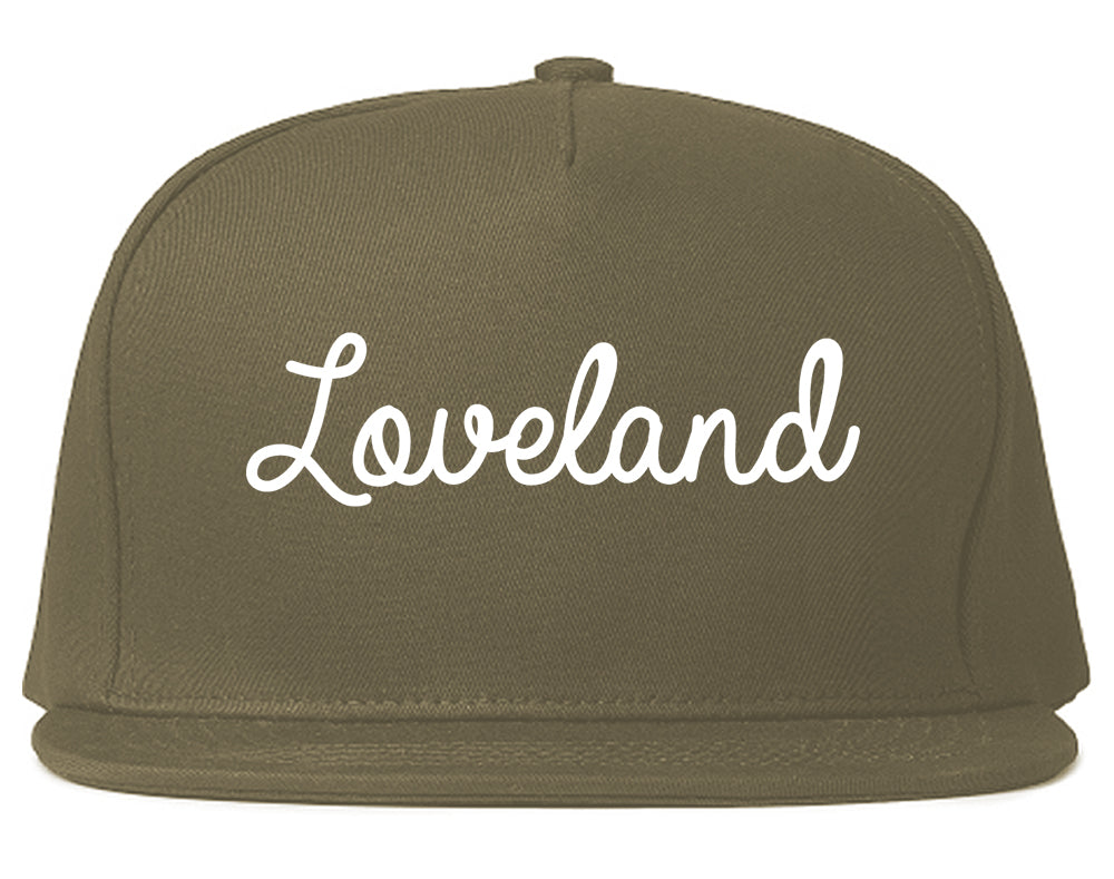 Loveland Colorado CO Script Mens Snapback Hat Grey
