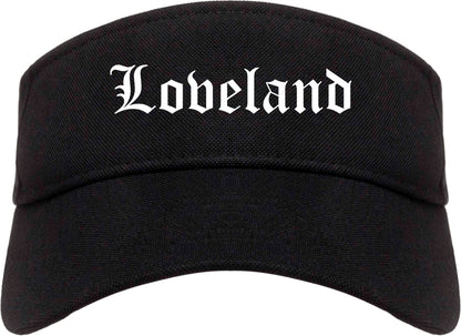 Loveland Colorado CO Old English Mens Visor Cap Hat Black