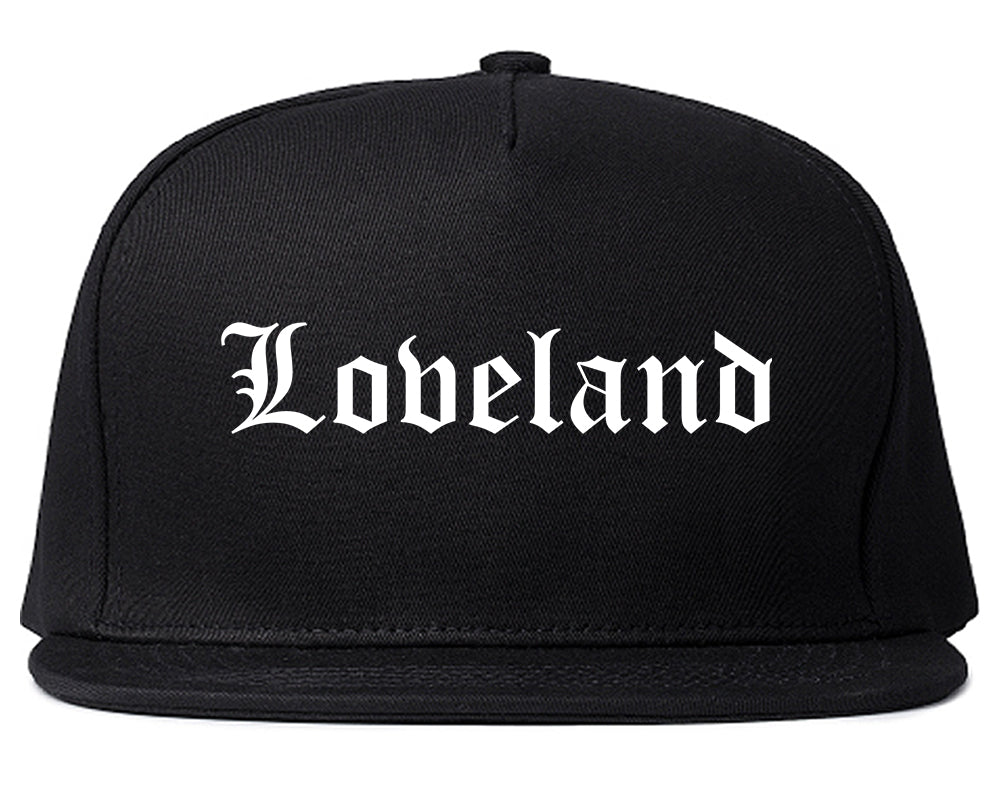 Loveland Ohio OH Old English Mens Snapback Hat Black