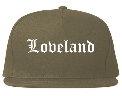 Loveland Ohio OH Old English Mens Snapback Hat Grey