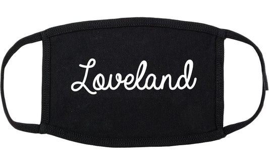 Loveland Ohio OH Script Cotton Face Mask Black