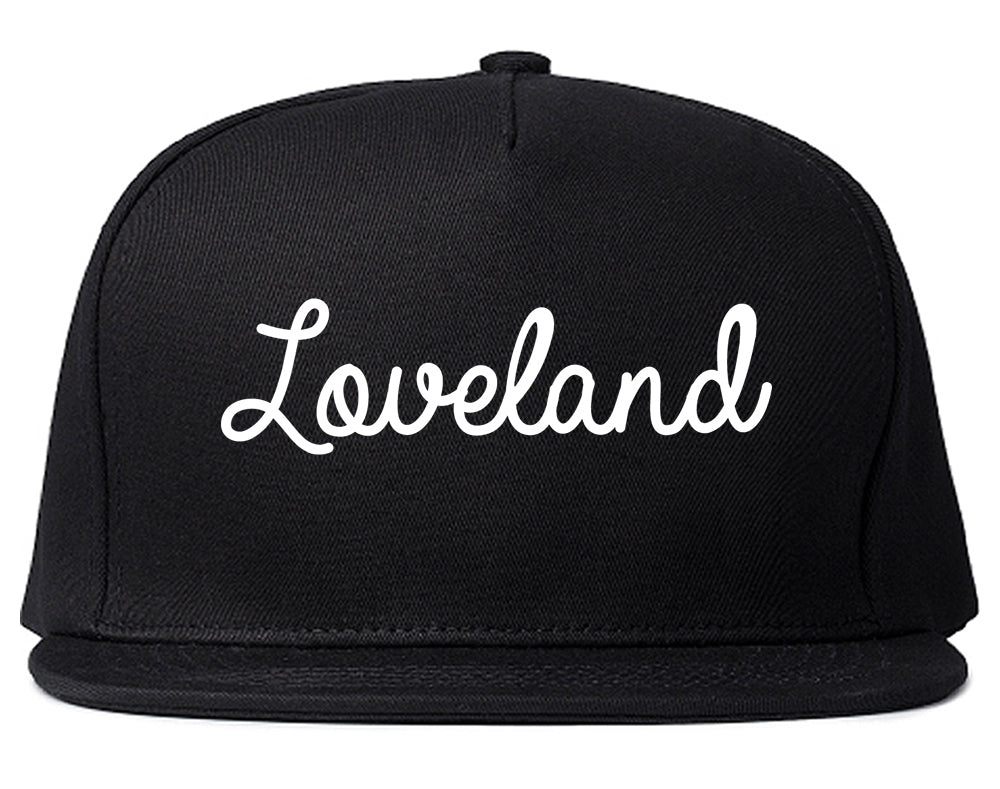 Loveland Ohio OH Script Mens Snapback Hat Black