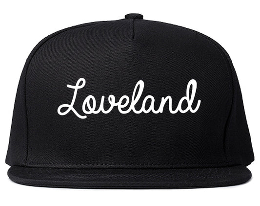 Loveland Ohio OH Script Mens Snapback Hat Black