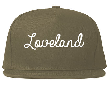 Loveland Ohio OH Script Mens Snapback Hat Grey