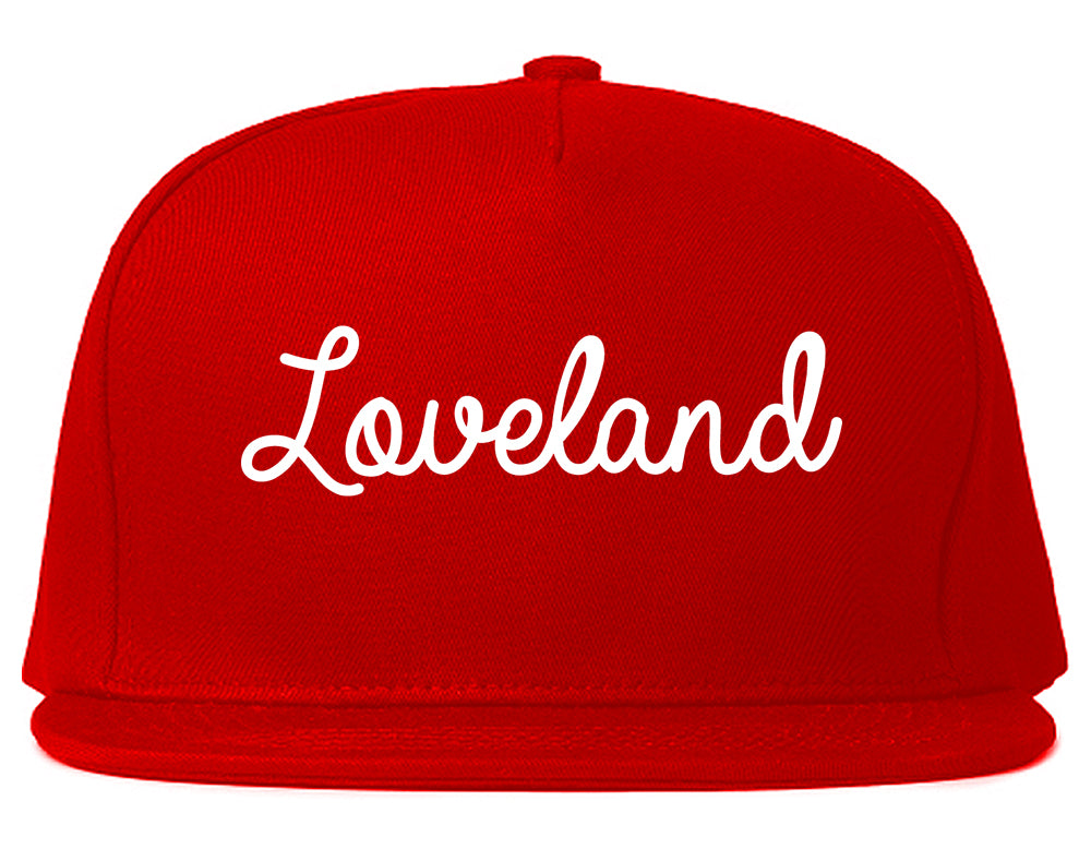 Loveland Ohio OH Script Mens Snapback Hat Red