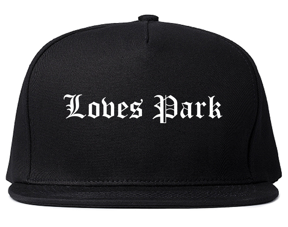 Loves Park Illinois IL Old English Mens Snapback Hat Black