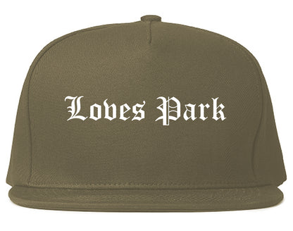 Loves Park Illinois IL Old English Mens Snapback Hat Grey
