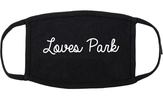 Loves Park Illinois IL Script Cotton Face Mask Black