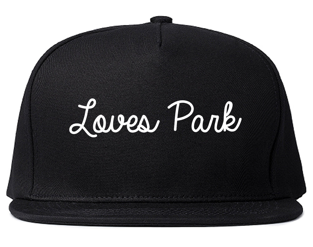 Loves Park Illinois IL Script Mens Snapback Hat Black