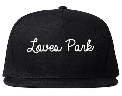 Loves Park Illinois IL Script Mens Snapback Hat Black