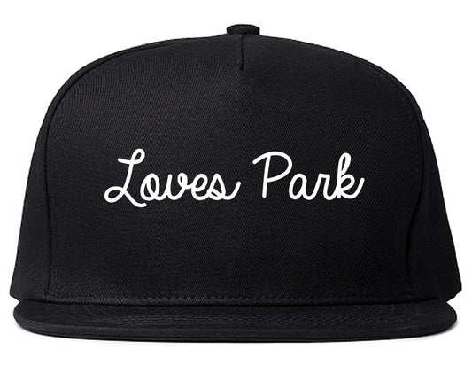 Loves Park Illinois IL Script Mens Snapback Hat Black
