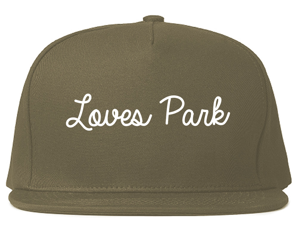 Loves Park Illinois IL Script Mens Snapback Hat Grey