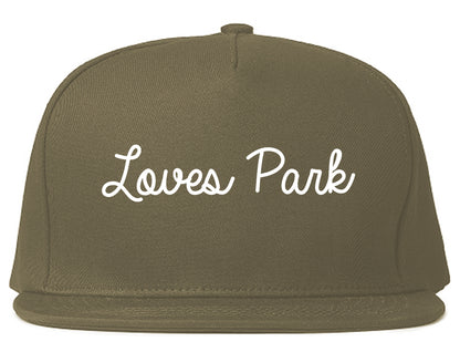 Loves Park Illinois IL Script Mens Snapback Hat Grey