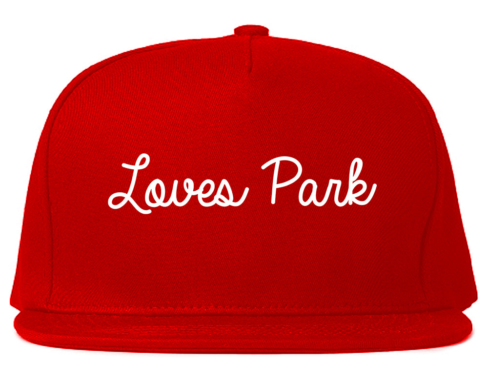 Loves Park Illinois IL Script Mens Snapback Hat Red