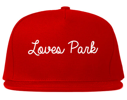 Loves Park Illinois IL Script Mens Snapback Hat Red