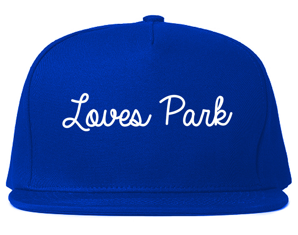 Loves Park Illinois IL Script Mens Snapback Hat Royal Blue