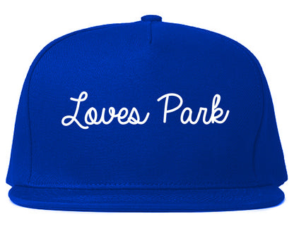 Loves Park Illinois IL Script Mens Snapback Hat Royal Blue